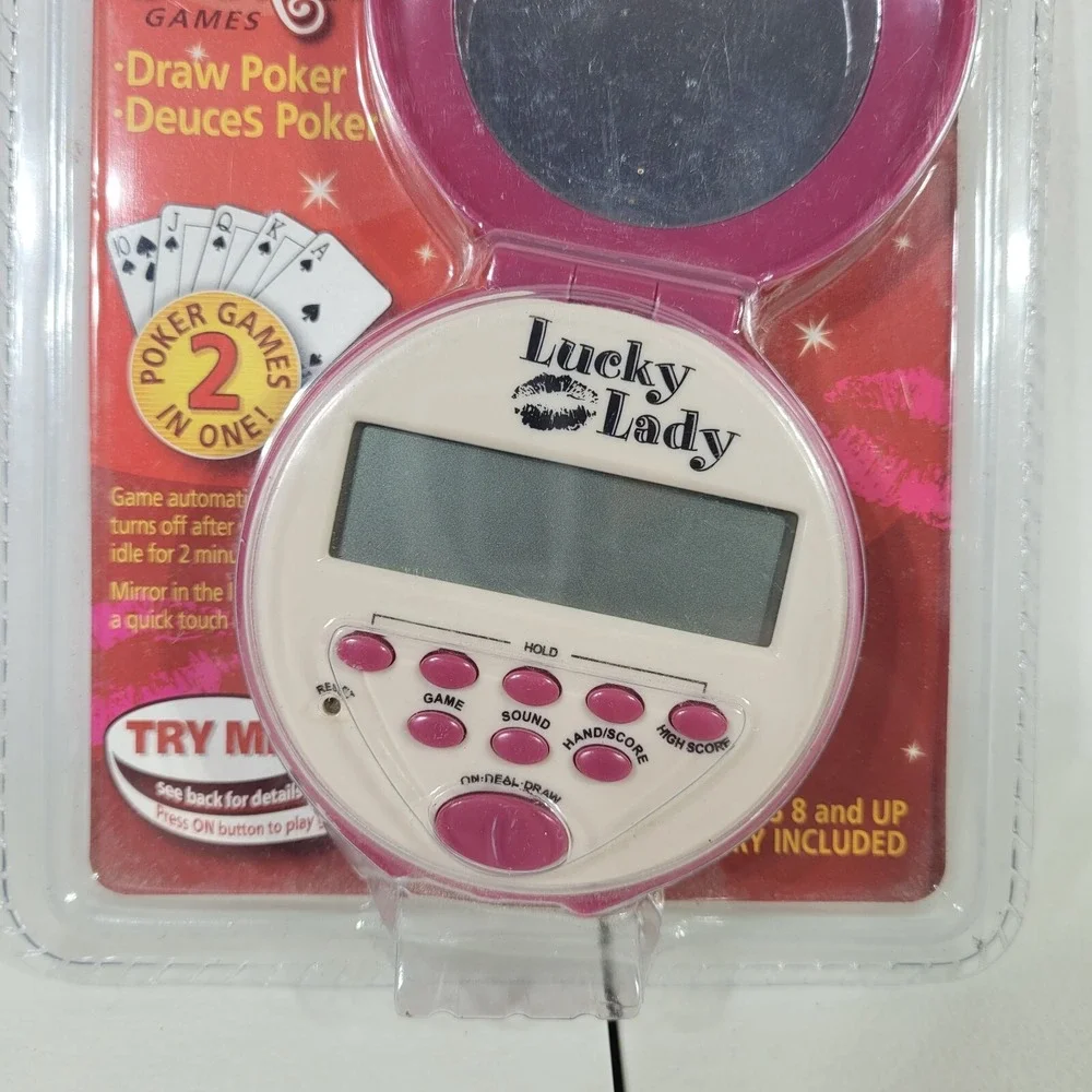 Lucky Lady Poker Games Las Vegas Styles Mirror in Lid Handheld Compact 2003 Rare